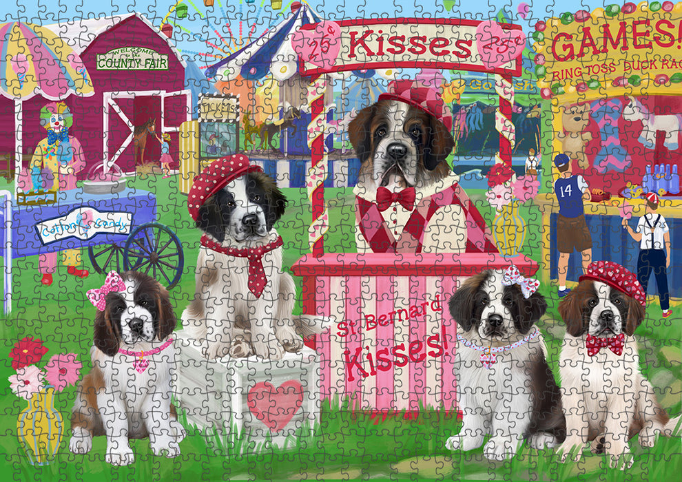 Carnival Kissing Booth Saint Bernard Dogs Puzzle with Photo Tin PUZL92364
