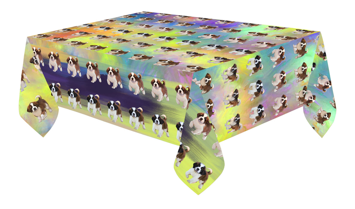 Paradise Wave Saint Bernard Dogs Cotton Linen Tablecloth