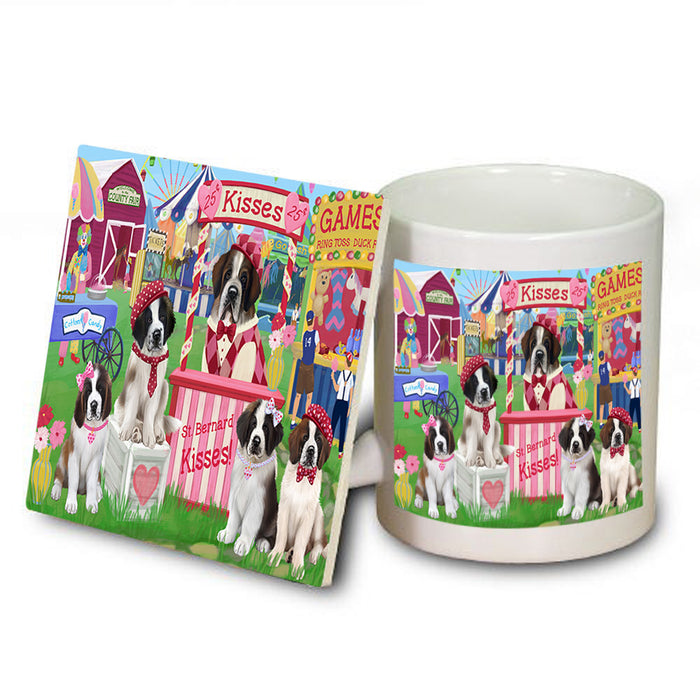 Carnival Kissing Booth Saint Bernard Dogs Mug and Coaster Set MUC56032