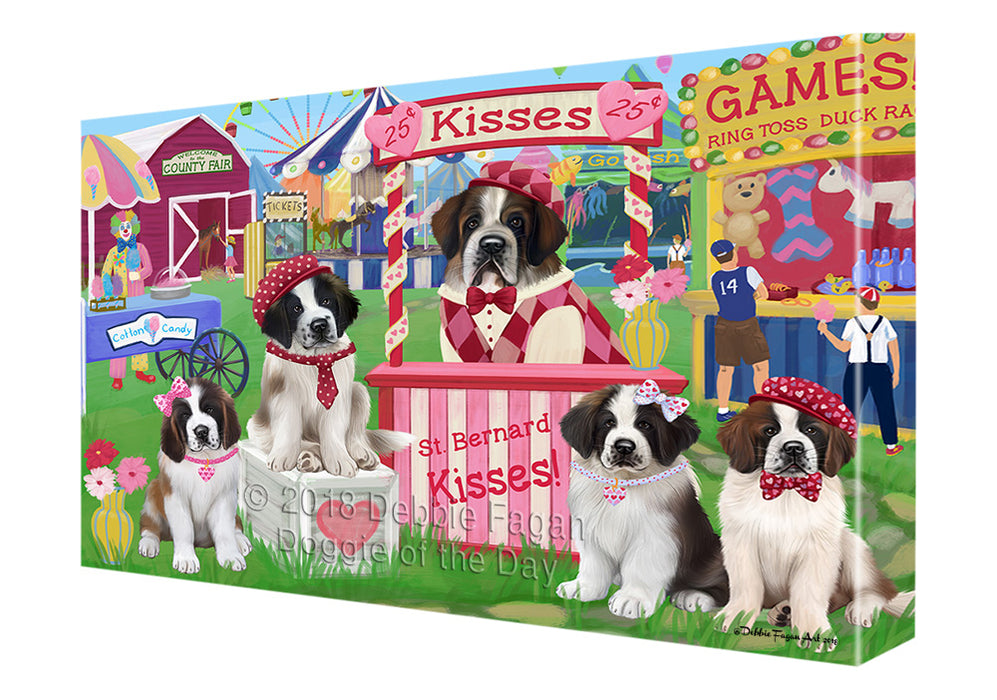 Carnival Kissing Booth Saint Bernard Dogs Canvas Print Wall Art Décor CVS126584