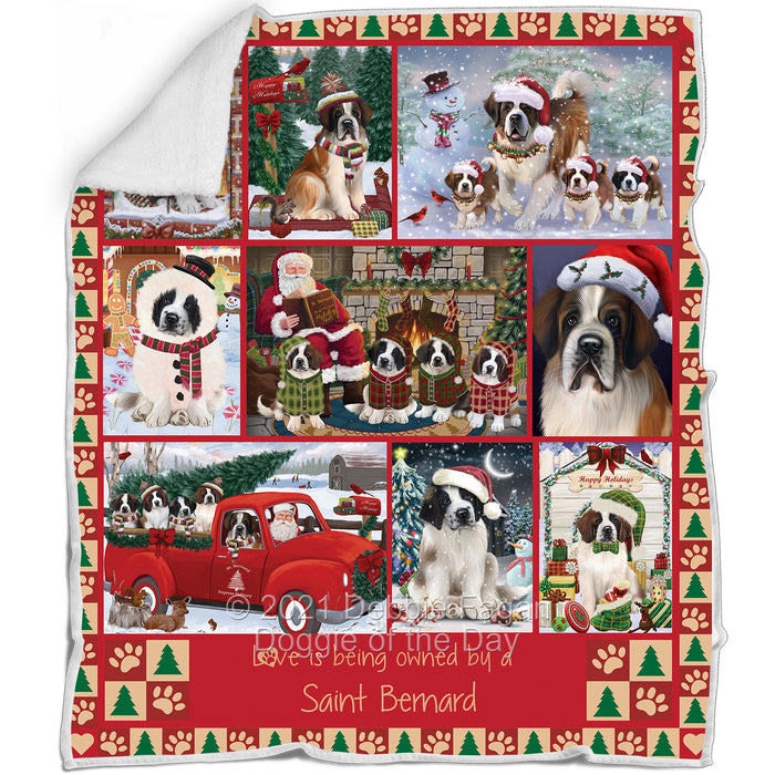 Love is Being Owned Christmas Saint Bernard Dogs Blanket BLNKT143493