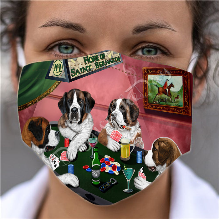 Home of Saint Bernard Dogs Playing Poker Face Mask FM49816