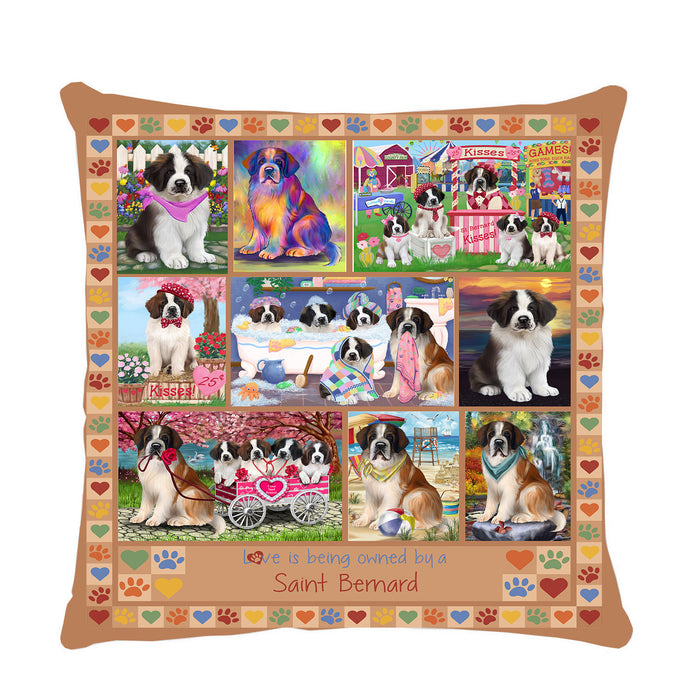 Love is Being Owned Saint Bernard Dog Beige Pillow PIL84980