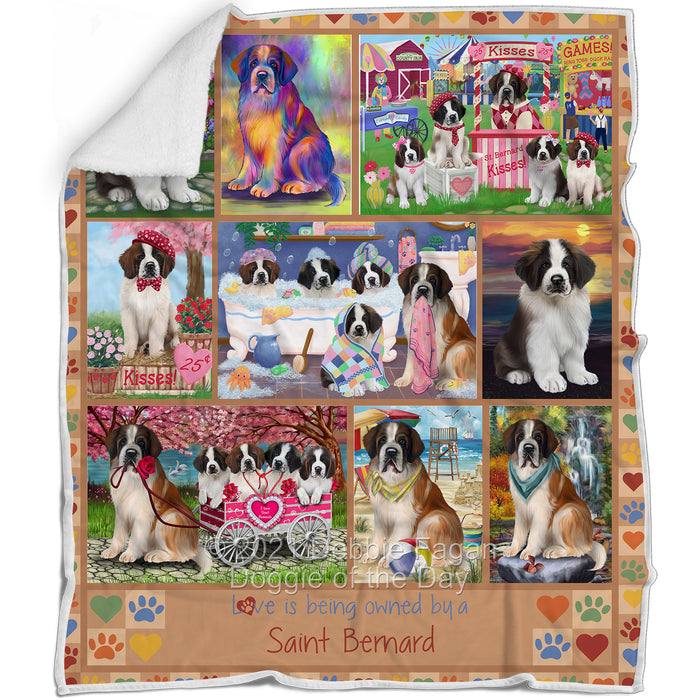 Love is Being Owned Saint Bernard Dog Beige Blanket BLNKT137802