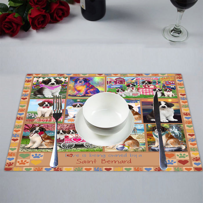 Love is Being Owned Saint Bernard Dog Beige Placemat