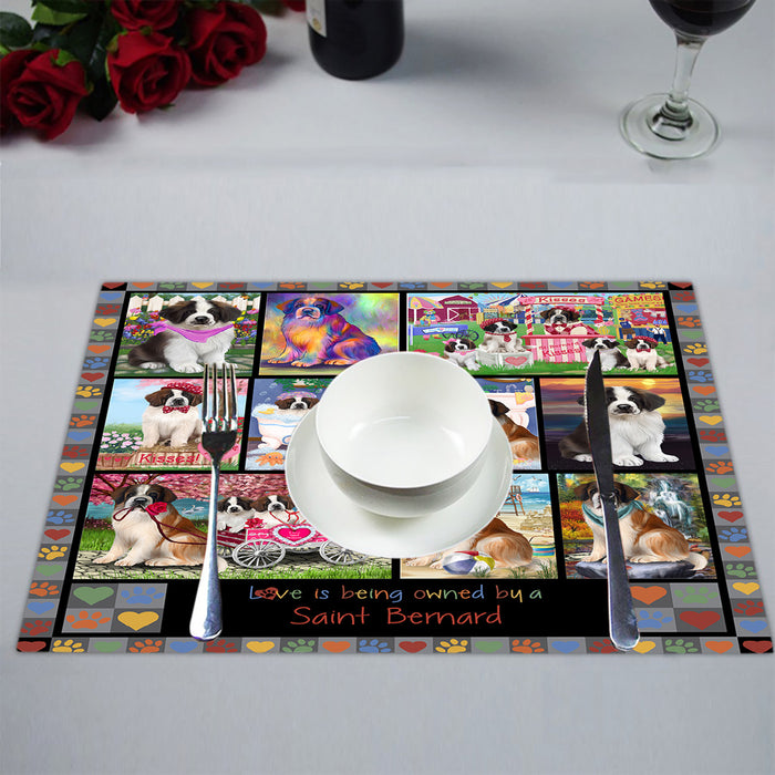 Love is Being Owned Saint Bernard Dog Grey Placemat