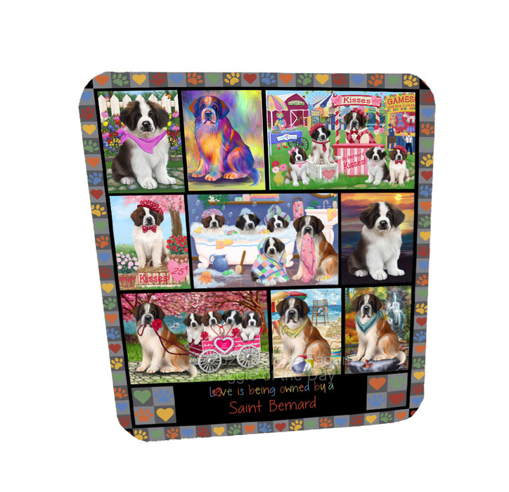 Love is Being Owned Saint Bernard Dog Grey Coasters Set of 4 CSTA57734