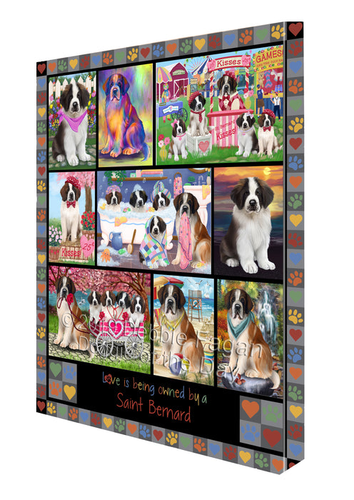 Love is Being Owned Saint Bernard Dog Grey Canvas Print Wall Art Décor CVS138419