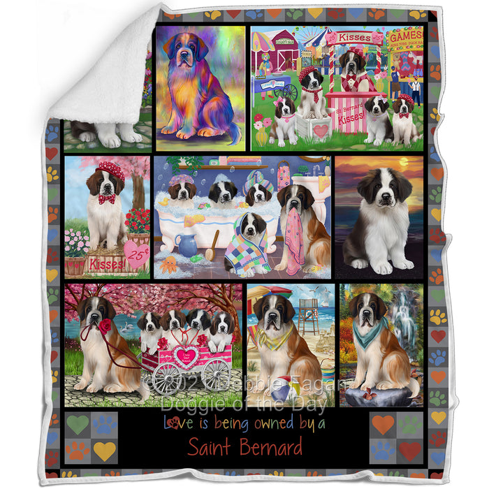 Love is Being Owned Saint Bernard Dog Grey Blanket BLNKT137811