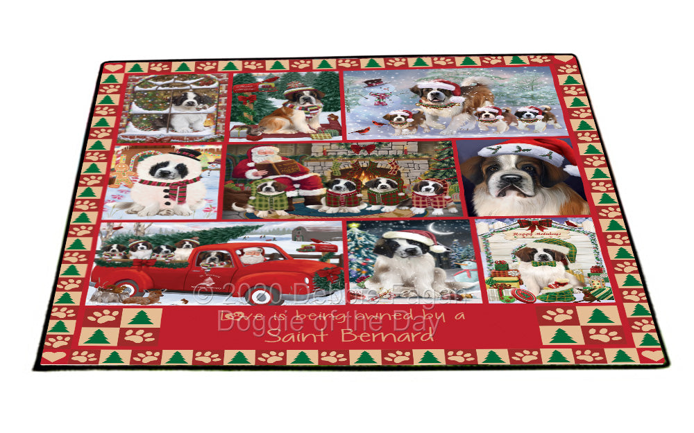 Love is Being Owned Christmas Saint Bernard Dogs Floormat FLMS54928