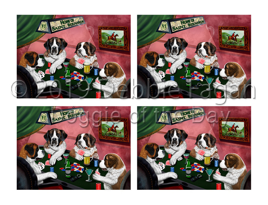 Home of  Saint Bernard Dogs Playing Poker Placemat