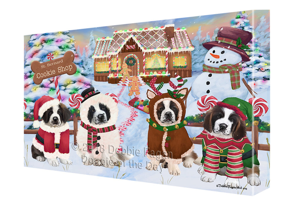 Holiday Gingerbread Cookie Shop Saint Bernards Dog Canvas Print Wall Art Décor CVS131750