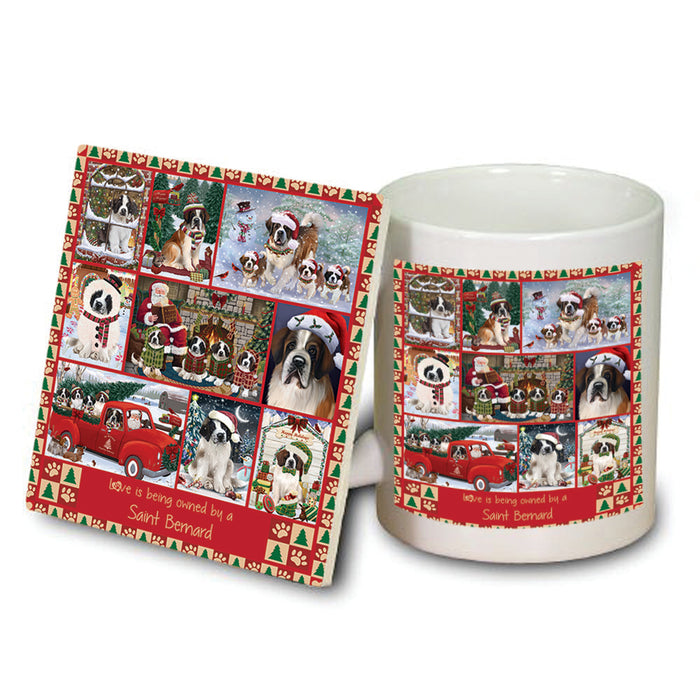 Love is Being Owned Christmas Saint Bernard Dogs Mug and Coaster Set MUC57242