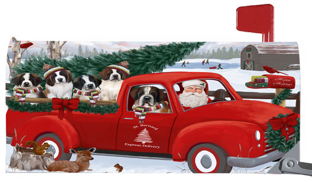Magnetic Mailbox Cover Christmas Santa Express Delivery Saint Bernards Dog MBC48346
