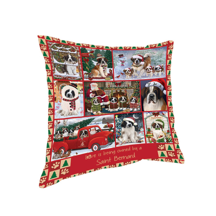 Love is Being Owned Christmas Saint Bernard Dogs Pillow PIL85860