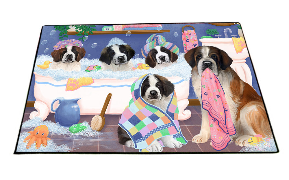 Rub A Dub Dogs In A Tub Saint Bernards Dog Floormat FLMS53634