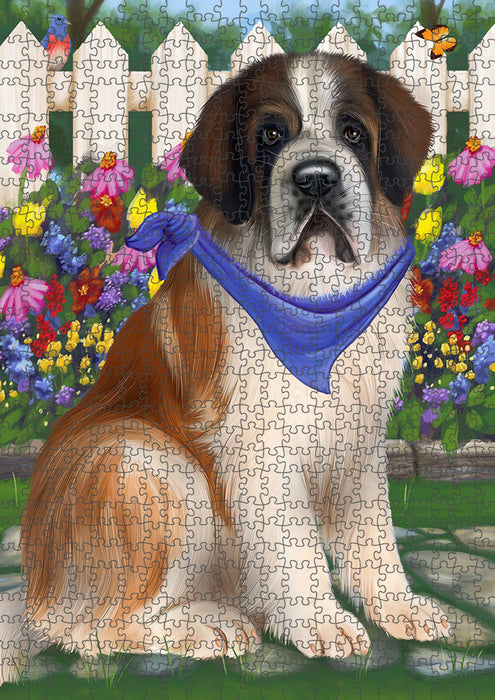 Spring Floral Saint Bernard Dog Puzzle with Photo Tin PUZL54132