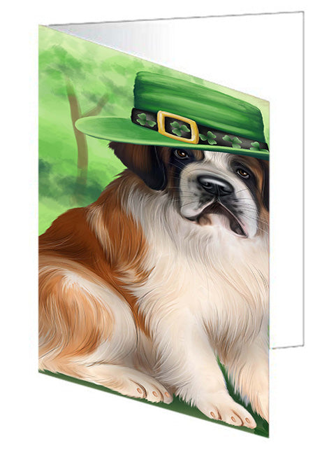 St. Patricks Day Irish Portrait Saint Bernard Dog Handmade Artwork Assorted Pets Greeting Cards and Note Cards with Envelopes for All Occasions and Holiday Seasons GCD52148