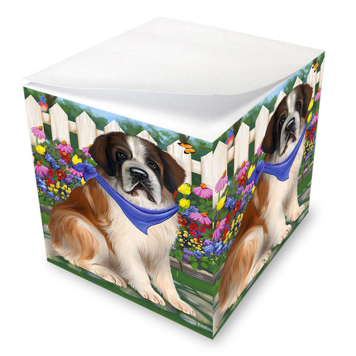 Spring Floral Saint Bernard Dog Note Cube NOC52238