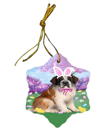 Saint Bernard Dog Easter Holiday Star Porcelain Ornament SPOR49231