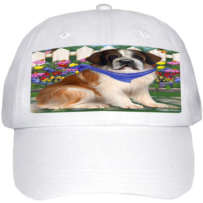 Spring Floral Saint Bernard Dog Ball Hat Cap HAT59712