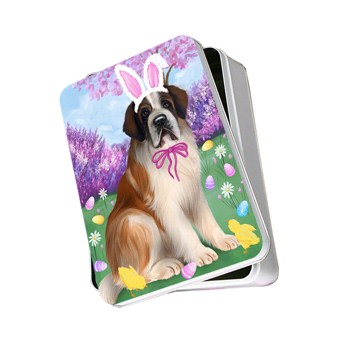 Saint Bernard Dog Easter Holiday Photo Storage Tin PITN49239