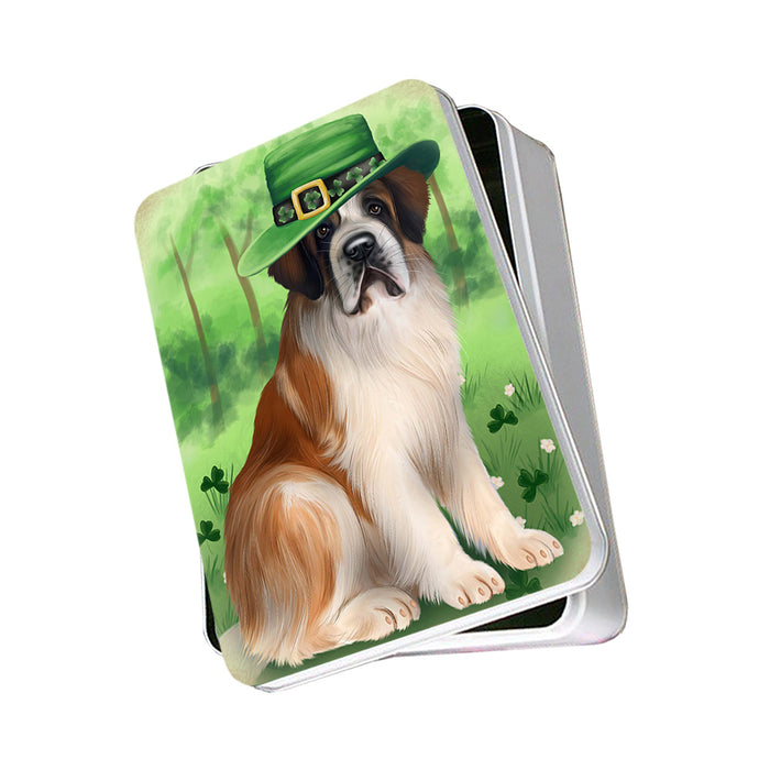 St. Patricks Day Irish Portrait Saint Bernard Dog Photo Storage Tin PITN49373