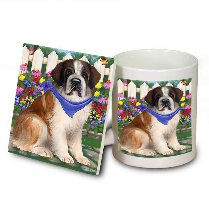 Spring Floral Saint Bernard Dog Mug and Coaster Set MUC52230