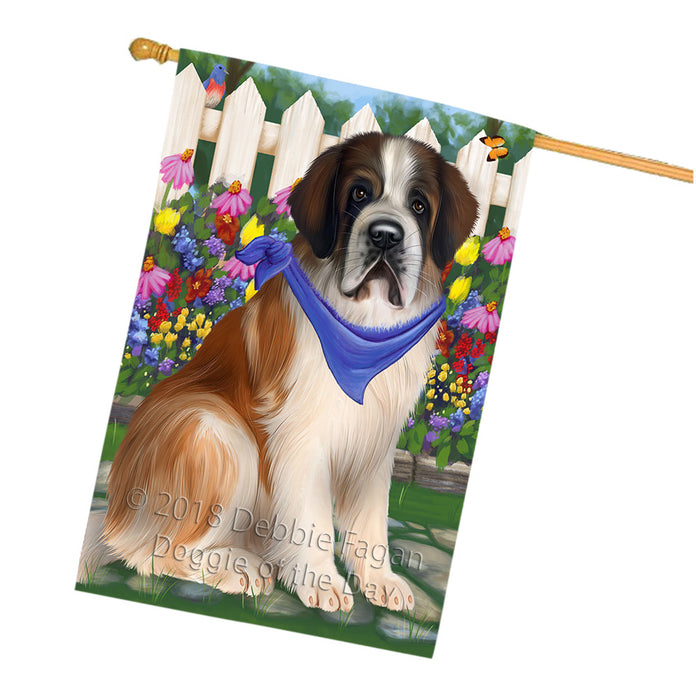 Spring Floral Saint Bernard Dog House Flag FLG50107