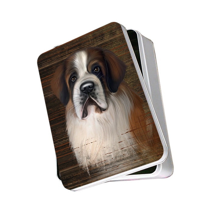 Rustic Saint Bernard Dog Photo Storage Tin PITN50471