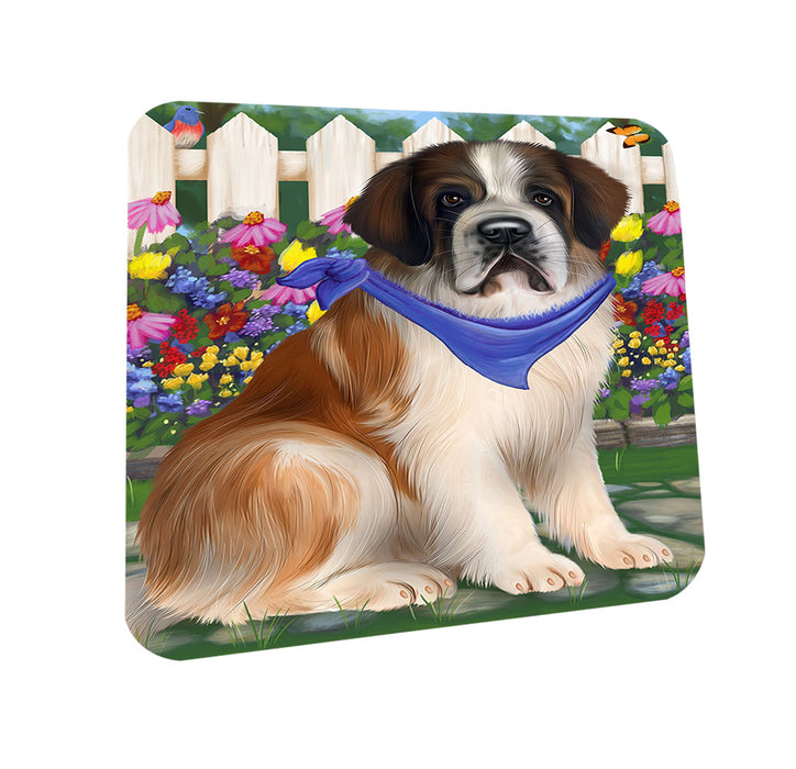 Spring Floral Saint Bernard Dog Coasters Set of 4 CST52104