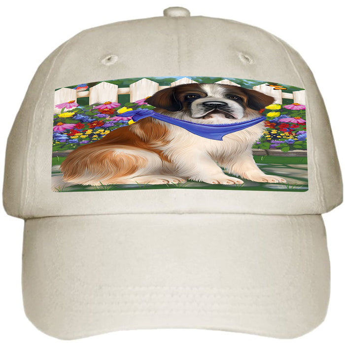 Spring Floral Saint Bernard Dog Ball Hat Cap HAT59712