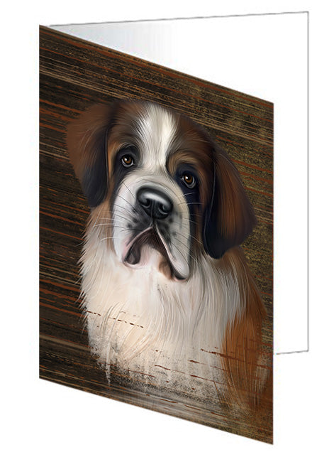 Rustic Saint Bernard Dog Handmade Artwork Assorted Pets Greeting Cards and Note Cards with Envelopes for All Occasions and Holiday Seasons GCD55442