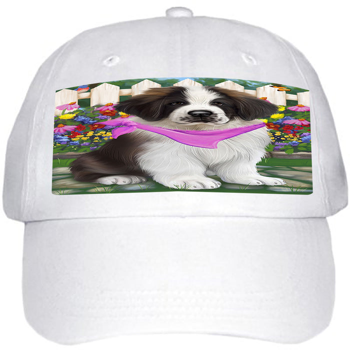 Spring Floral Saint Bernard Dog Ball Hat Cap HAT59715