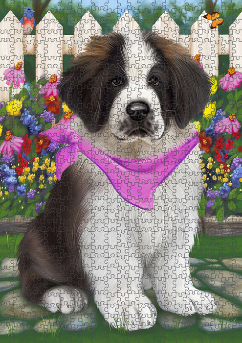 Spring Floral Saint Bernard Dog Puzzle with Photo Tin PUZL54135