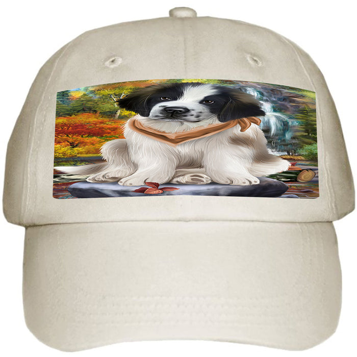 Scenic Waterfall Saint Bernards Dog Ball Hat Cap HAT52284
