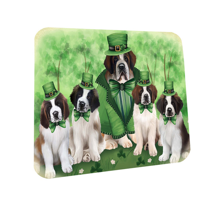 St. Patricks Day Irish Family Portrait Saint Bernards Dog Coasters Set of 4 CST49333