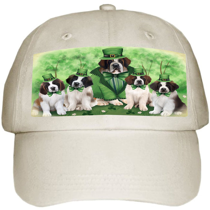 St. Patricks Day Irish Family Portrait Saint Bernards Dog Ball Hat Cap HAT51855