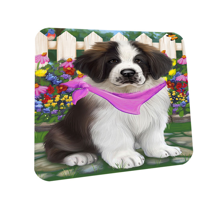 Spring Floral Saint Bernard Dog Coasters Set of 4 CST52105