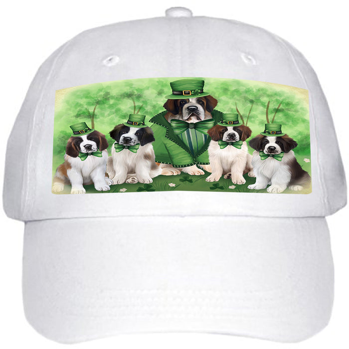 St. Patricks Day Irish Family Portrait Saint Bernards Dog Ball Hat Cap HAT51855