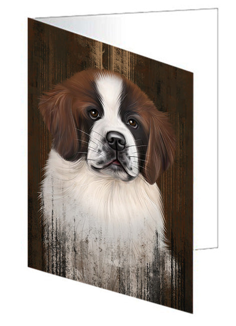 Rustic Saint Bernard Dog Handmade Artwork Assorted Pets Greeting Cards and Note Cards with Envelopes for All Occasions and Holiday Seasons GCD55445