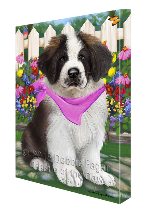 Spring Floral Saint Bernard Dog Canvas Wall Art CVS67039