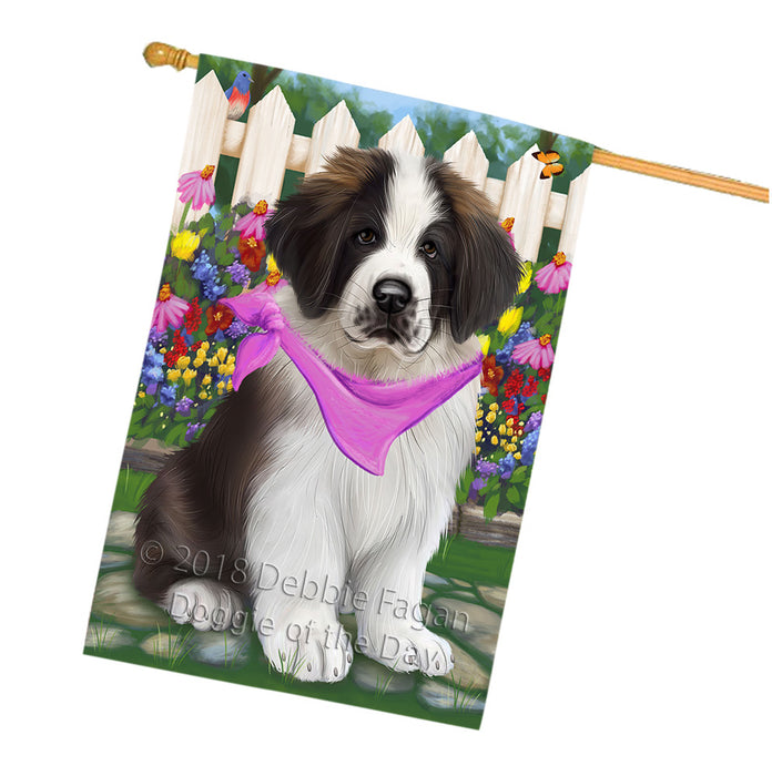 Spring Floral Saint Bernard Dog House Flag FLG50108