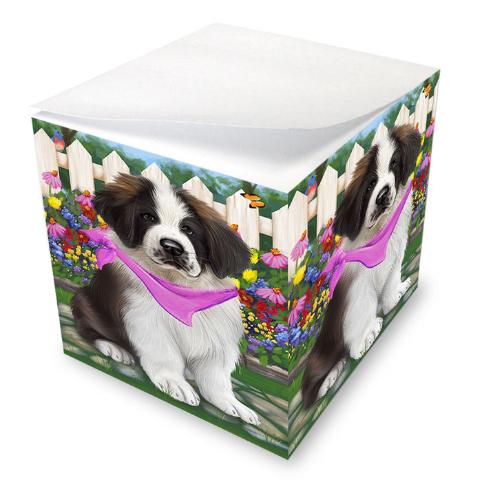Spring Floral Saint Bernard Dog Note Cube NOC52239