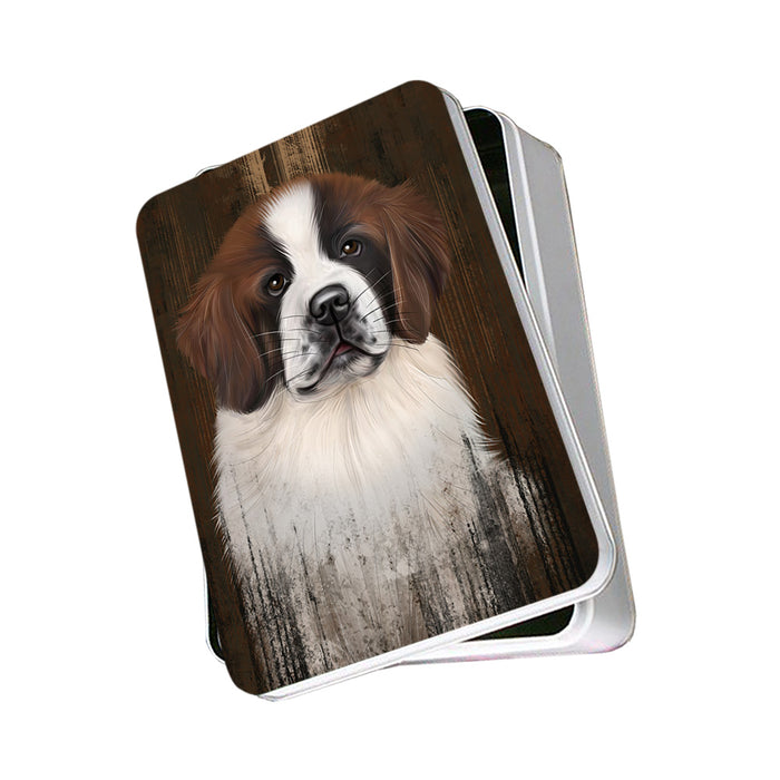 Rustic Saint Bernard Dog Photo Storage Tin PITN50472