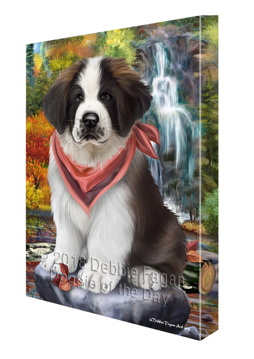 Scenic Waterfall Saint Bernard Dog Canvas Wall Art CVS60969