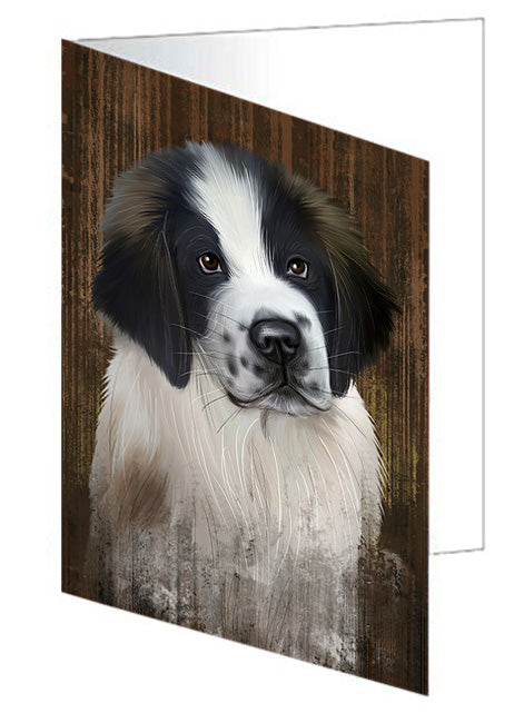 Rustic Saint Bernard Dog Handmade Artwork Assorted Pets Greeting Cards and Note Cards with Envelopes for All Occasions and Holiday Seasons GCD55448
