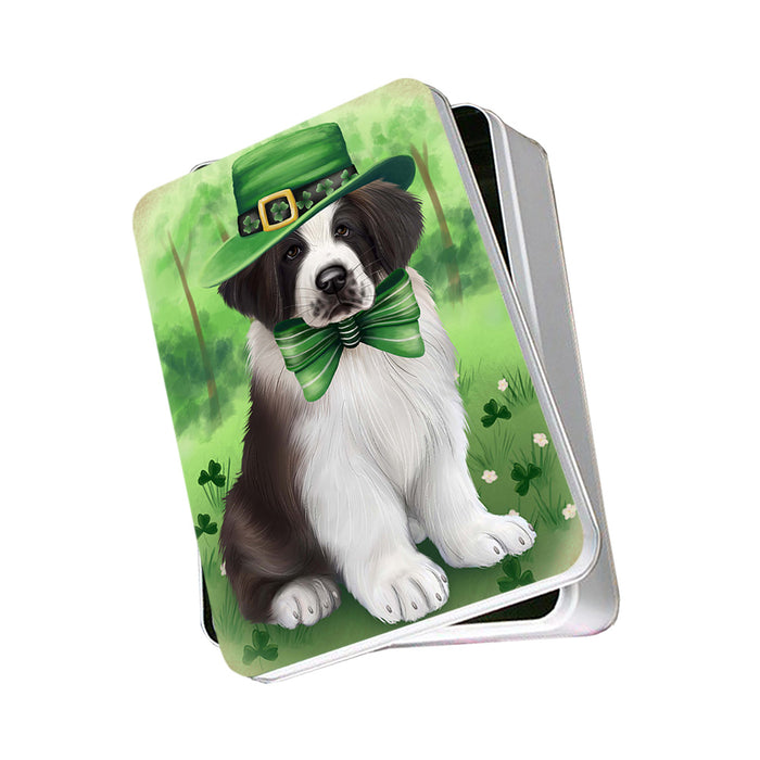 St. Patricks Day Irish Portrait Saint Bernard Dog Photo Storage Tin PITN49375
