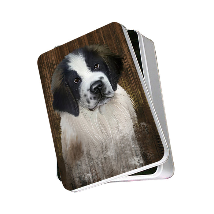 Rustic Saint Bernard Dog Photo Storage Tin PITN50473