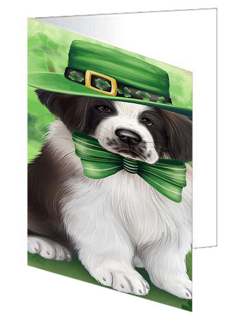 St. Patricks Day Irish Portrait Saint Bernard Dog Handmade Artwork Assorted Pets Greeting Cards and Note Cards with Envelopes for All Occasions and Holiday Seasons GCD52154